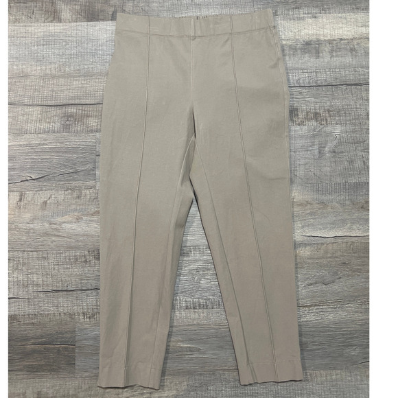 John Mark Large Pull On Cotton Trouser Pants Straight Leg Pleat Stretch Tan - Picture 1 of 10